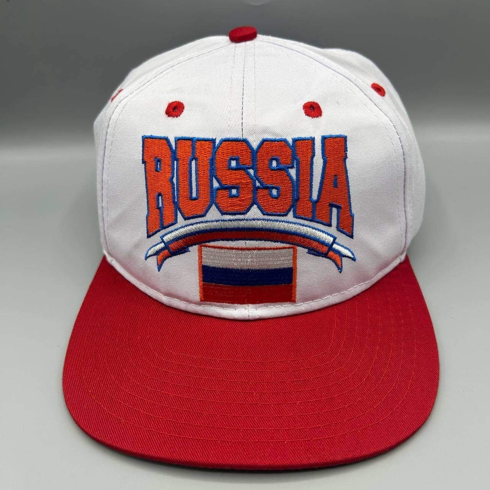 Vintage Russia Flag Hat Men White Red Embroidered Eclipse Snap‎ Back Cap New